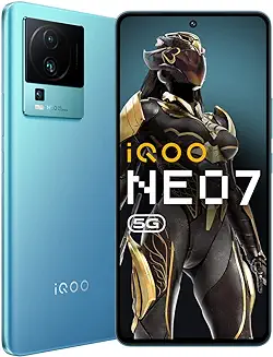 2. iQOO Neo 7 5G (Frost Blue, 12GB RAM, 256GB Storage) | Dimensity 8200, only 4nm Processor in The Segment | 50% Charge in 10 mins | Motion Control & 90 FPS Gaming