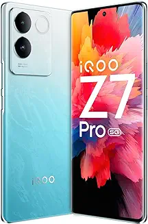 5. iQOO Z7 Pro 5G (Blue Lagoon, 8GB RAM, 256GB Storage) | 3D Curved AMOLED Display | 4nm MediaTek Dimesity 7200 5G Processor | 64MP Aura Light OIS Camera | Segment's Slimmest & Lightest Smartphone