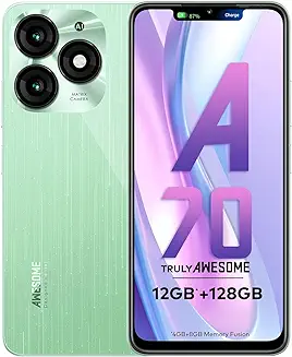 4. Itel A70 Smartphone | 12GB* RAM, 128GB Storage | 8MP AI Selfie Camera | 5000mAh Battery | Type-C Charging | Dynamic Bar | Field Green