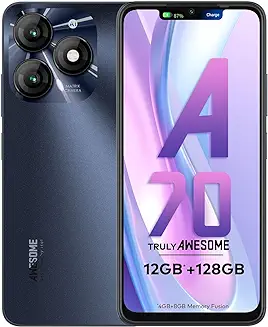 2. Itel A70 Smartphone | 12GB* RAM, 128GB Storage | 8MP AI Selfie Camera | 5000mAh Battery | Type-C Charging | Dynamic Bar | Starlish Black