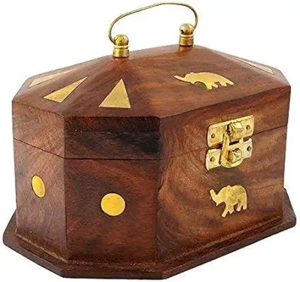 11. ITOS365 Handmade Wooden Jewellery Box For Women Jewel Organizer Elephant Décor Gifts Products, 6 Inches