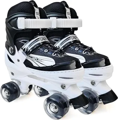 9. Jaspo Scud Adjustable Quad Roller Skates with PU LED Wheels