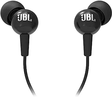 1. JBL C100SI Wired In Ear Headphones with Mic, JBL Pure Bass Sound, One Button Multi-function Remote, Angled Buds for Comfort fit (Black)