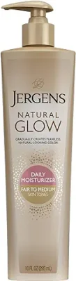 1. Jergens Natural Glow 3-Day Self Tanner for Fair to Medium Skin Tone, Sunless Tanning Daily Moisturizer, for Streak-free and Natural-Looking Color, 10 Ounce