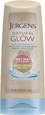 12. Jergens Natural Glow In-shower Lotion, for Fair to Medium Skin Tone, Wet Skin, Sunless Tanner Locks in Hydration for Gradual, Flawless Color, 7.5 Ounce