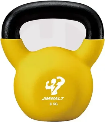 7. JIMWALT Jimwalt Premium Half Coating Neoprene Kettlebells Neoprene Neoparene Kettlebell, 8 kg (Yellow)