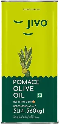 9. JIVO Pomace Cooking Olive Oil 5 Litre Tin | Recommendable for Roasting, Frying, Baking All type of Cuisines| Healthy Cooking Oil for Daily use (Pack of 1)