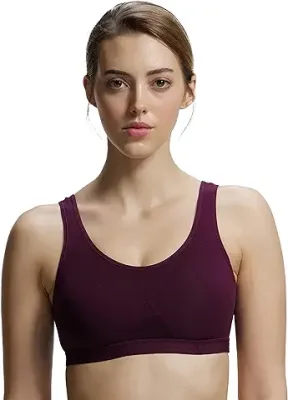 7. Jockey 1376 Women's Wirefree Non Padded Super Combed Cotton Elastane Stretch Full Coverage Slip-On Active Bra with Wider Straps and Moisture Move Treatment