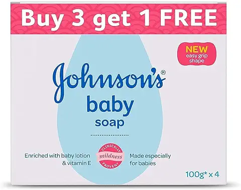 4. Johnson's Baby Soap For Bath Combo Offer Pack, 100g (Buy 3 Get 1 Free)