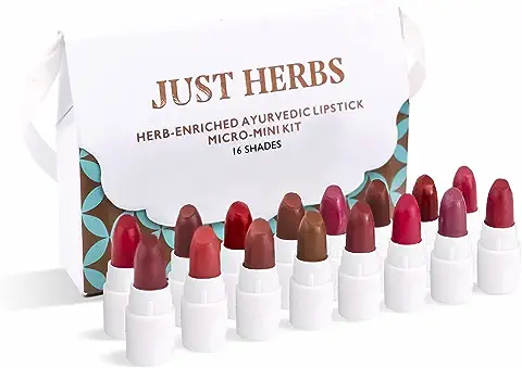4. Just Herbs Ayurvedic Creamy Matte Micro Mini Lipstick Kit Lip Hydrating & Moisturizing, Lipsticks for Women Suitable All Indian Tones (Pack of 16)