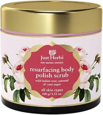 10. Just Herbs Ayurvedic Resurfacing Body Polish Exfoliating Scrub For Skin Brightening,Tan Removal - All Skin Type