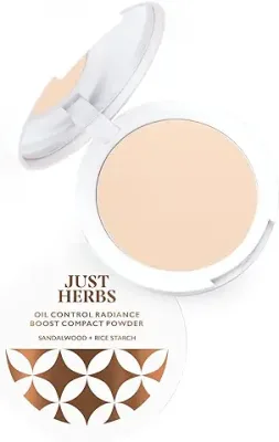 6. Just Herbs Oil Control Radiance Booster Age Defying Compact Powder for face Makeup 9g (Ivory)