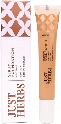5. Just Herbs Serum Foundation for Face Makeup with SPF30+ Dewy Finish Full Coverage Makeup Foundation For All Skin Types 20 ml (Ivory)