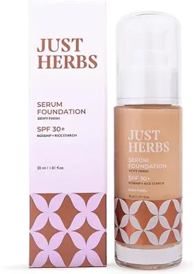 9. Just Herbs Serum Foundation For Face Makeup With SPF30+ Dewy Finish Full Coverage Waterproof, Sweatproof Foundation For All Skin Types (Natural)