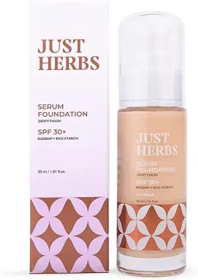 12. Just Herbs Serum Foundation For Face Makeup With SPF30+ Dewy Finish Full Coverage Waterproof