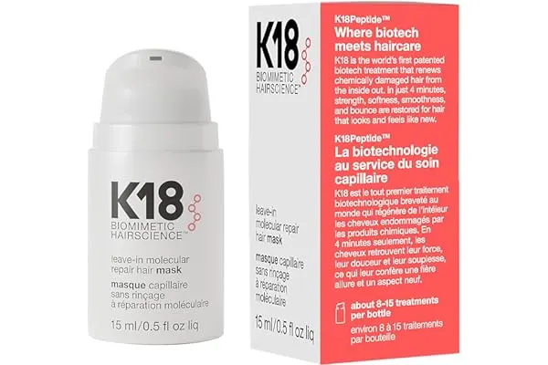 4. K18 Leave-In Repair Hair Mask Treatment to Repair Dry or Damaged Hair - 4 Minutes to Reverse Hair Damage from Bleach, Color, Chemical Services and Heat