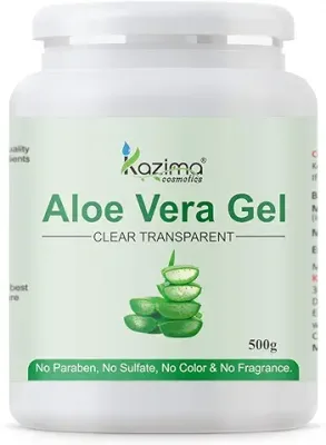 3. KAZIMA Aloe Vera Gel Raw - 100% Pure Natural Gel - Ideal for Skin, Face, Acne Scars, Hair Care, Moisturizer & Dark Circles (500 Gram)