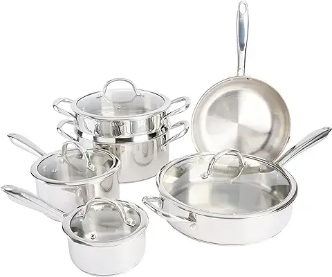 10 PC Induction Stainless Steel Cookware Set With Glass Cover – R & B Import