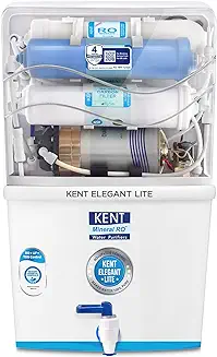 2. KENT Elegant Lite RO Water Purifier | 4 Years Free Service | Multiple Purification Process | RO + UF + TDS Control | 8L Tank | 15 LPH Flow | White