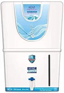 10. KENT Pride Plus RO Water Purifier | 4 Years Free Service | Multiple Purification Process | RO + UF + TDS Control + UV LED Tank | 8L Tank | 15 LPH Flow | White
