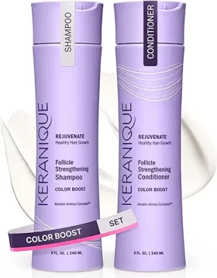 7. Keranique Color Safe Shampoo and Conditioner - Protect and Extend Color Shampoo and Conditioner for Women with Dry, Fine, Color Treated Hair - Sulfate Free Set for Colored Hair with UV Protection