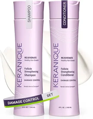 7. Keranique Shampoo and Conditioner for Damaged Hair - Anti-Breakage, Damage Control Set for Thinning Hair - Intense Repair, Deep Conditioning, Anti-Hairfall Routine w/Keratin - Great for Colored Hair
