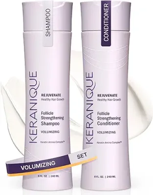 14. Keranique Volumizing Shampoo and Conditioner Set for Hair Repair and Growth with Biotin and Keratin Amino Complex