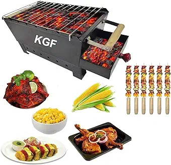 5. KGF Charcoal Barbeque Grill Set for Home And Garden with 6 skewers (Out Door BBQ)