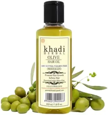 3. Khadi Herbal Organic Olive Hair Oil 210Ml, Pack Of 1, Rich in Vitamins A, E and Antioxidants.