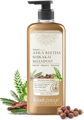 3. Khadi Pureus Herbals Shreekesha Amla Reetha Shikakai Shampoo for Thick & Strong Hair