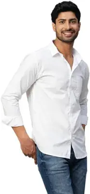 11. KINGDOM OF WHITE Daystart Full Sleeve Formal Shirt for Men with Cutaway Collar | 100% Cotton | White Formal Shirts for Men | Office Wear | Oxford Weave | Regular Fit