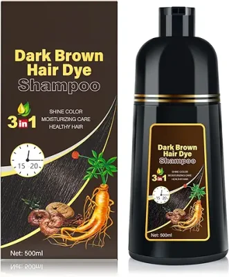 15. KINGMING Dark Brown Hair Dye Shampoo 3 in 1 for Gray Hair, Hair Color Shampoo for Women Men Grey Hair Coverage, Herbal Ingredients Champu Con Tinte Para Canas 500ml (Dark Brown)