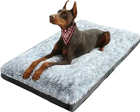 15. KISYYO Dog Beds for Large Dogs Fixable Deluxe Cozy Dog Kennel Beds for Crates Washable Dog Bed, 36 x 23 x 3 Inches, Grey
