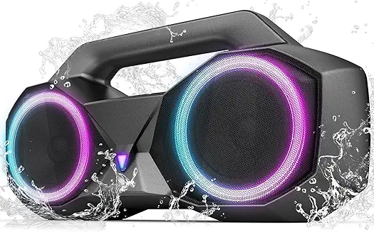 6. KMAG Portable Bluetooth Speaker - IPX7 Waterproof Wireless Speakers with 80W Loud HiFi Stereo Sound, 20H Playtime, Dynamic Light, Deep Bass, Dual Pairing, 5.3 BT for Outdoor, Home, Party, Gifts