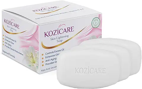 12. Kozicare Skin Lightening Soap - Pack of 3 | Kojic Acid & Vitamin C Sabun Soap | Anti Aging & Sun Protection | Moisturizing Bath Soap for Men & Women