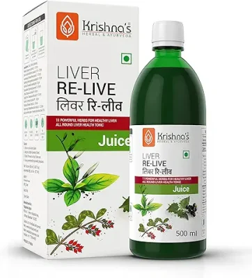 7. KRISHNA'S HERBAL & AYURVEDA Liver Re-Live Juice 1000 ml | Healthy Liver | Natural rejuvenator | Strengthens the digestive system | Goodness of 11 powerful herbs like Makoy, Harshringar, Daru Haridra | Sugar free Juice with No Added Color or Flavour
