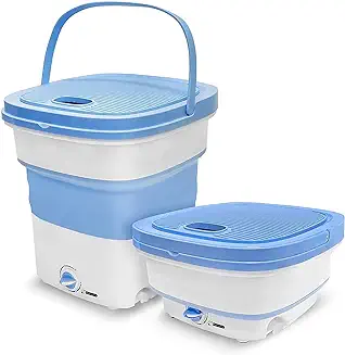 10. KRISHTIWILLA Washing-Machine-Portable-Mini-Foldable-Washer-and-Spin-Dryer-Small-Foldable-Bucket-Washer-for-Camping-RV-Travel-Small-Spaces-Lightweight-and-Easy-to-Carry