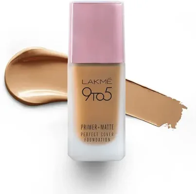7. Lakme 9To5 Primer + Matte Perfect Cover Foundation, W320 Warm Caramel, 25 ml