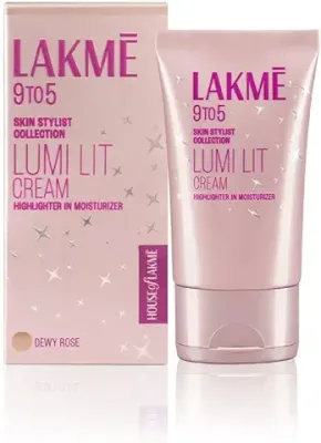 5. Lakme Lumi Cream - Face cream with Moisturizer + Highlighter, enriched with Niacinamide & Hyaluronic Acid - Dewy Rose, 30g