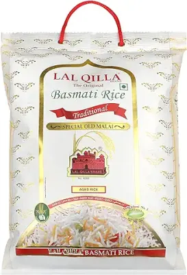 3. Lal Qilla Traditional, Naturally Aged, Rich Aroma, Perfect Fit for Everyday Consumption, Long Grain Chawal, Gluten Free, Basmati Rice 5Kg