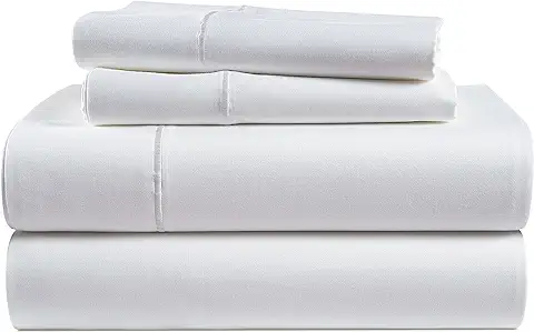 3. LANE LINEN 100% Egyptian Cotton Bed Sheets - 1000 Thread Count 4-Piece White King Set Bedding Sateen Weave Luxury Hotel 16" Deep Pocket (Fits Upto 17" Mattress)
