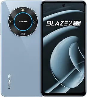 3. Lava Blaze 2 5G (Glass Blue, 4GB RAM, 64GB Storage)| Stunning Ring Light| 50 MP AI Camera |5000 mAh Battery| Upto 8 GB Expandable RAM