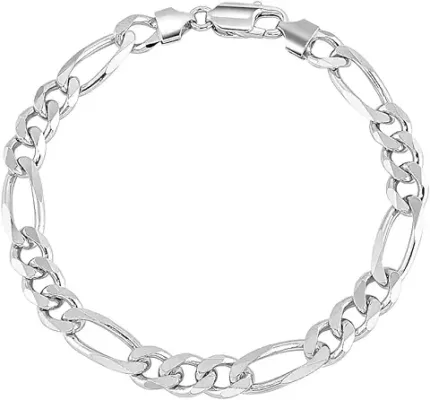 8. LeCalla 925 Sterling Silver BIS Hallmarked Italian 5MM Figaro Chain Bracelet for Men and Boys (7, 7.5, 8, 8.5, 9)