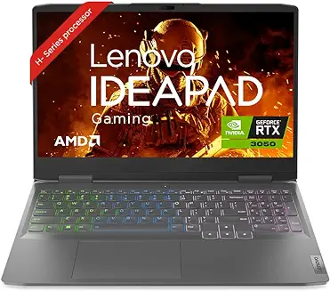 13. Lenovo IdeaPad Gaming 3 AMD Ryzen 5 6600H 15.6" (39.62cm) FHD IPS 120Hz Gaming Laptop (16GB/512GB SSD/Win11/Office/NVIDIA RTX 3050 4GB/RGB Keyboard/Alexa/3Month Game Pass/Onyx Grey/2.32Kg), 82SB00V3IN