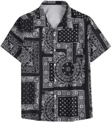 15. Leriya Fashion Men's Shirt || Rayon Geo & Paisley Printed Shirts for Men || Vintage Shirts || Summer Shirts for Men || Shorts Sleeves || Beach Shirts for Men || Cool Shirts for Men