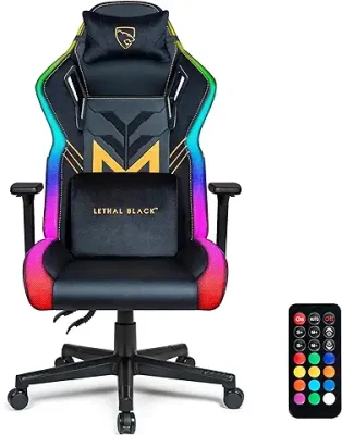 15. Lethal Black Ergonomic Gaming Chair RGB