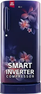 3. LG 185 L 5 Star Inverter Direct-Cool Single Door Refrigerator (GL-D201ABPU, Blue Plumeria, Fast Ice Making, Base stand with drawer)