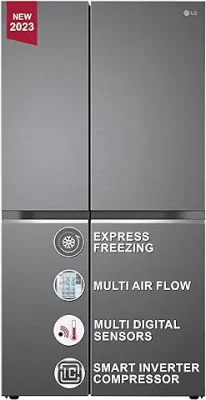 5. LG 655 L Frost-Free Inverter Side-By-Side Refrigerator (2023 Model, GL-B257HDSY, Dazzle Steel, Express Freeze | Multi Air-Flow)