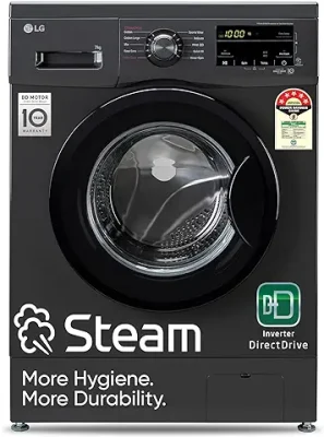 1. LG 7 Kg 5 Star Inverter Touch panel Fully-Automatic Front Load Washing Machine with In-Built Heater (FHM1207SDM, Middle Black, Steam for Hygiene Wash)
