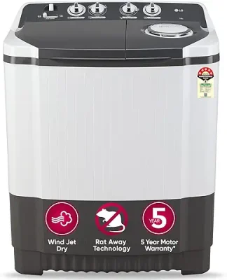 1. LG 7 Kg 5 Star Wind Jet Dry Semi-Automatic Top Loading Washing Machine (P7020NGAZ, Dark Gray, Rat Away Feature)